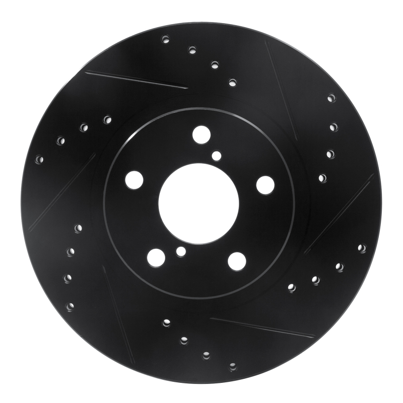 Saab 9-2X Brake Rotor (1) - Front Right - R1 Concepts - Drilled & Slotted - Black - `90-`16